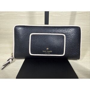 Kate Spade New York Long Wallet Leather Black Beige Wlru4985 Long Zip RJdT47